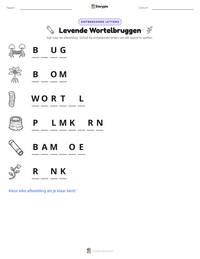 Levende Wortelbruggen afdrukbare werkblad voorbeeld