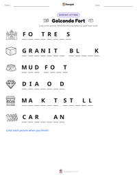 Golconda Fort printable worksheet preview