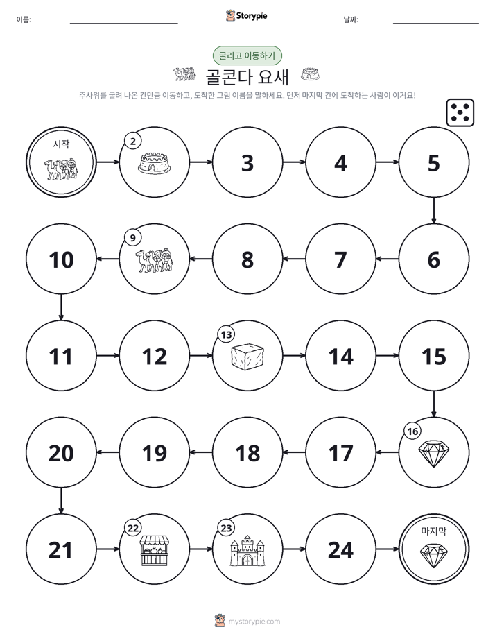 주사위 굴리고 이동하기 게임