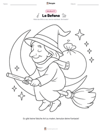 La Befana druckbare Arbeitsblatt Vorschau
