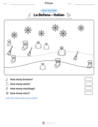 La Befana - Italian printable worksheet preview