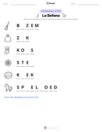 La Befana afdrukbare werkblad voorbeeld