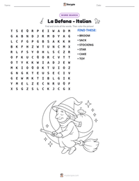 La Befana - Italian printable worksheet preview