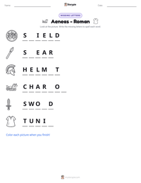 Aeneas - Roman printable worksheet preview