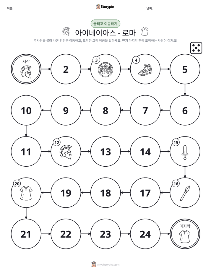 주사위 굴리고 이동하기 게임