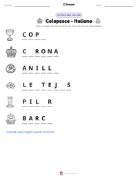 Vista previa de la hoja de trabajo imprimible de Colapesce - Italiano