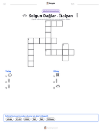 Solgun Dağlar - İtalyan yazdırılabilir çalışma sayfası önizlemesi