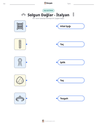 Solgun Dağlar - İtalyan yazdırılabilir çalışma sayfası önizlemesi