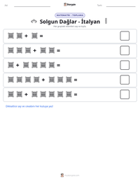 Solgun Dağlar - İtalyan yazdırılabilir çalışma sayfası önizlemesi