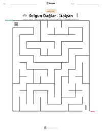 Solgun Dağlar - İtalyan yazdırılabilir çalışma sayfası önizlemesi