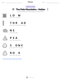 The Pale Mountains - Italian printable worksheet preview