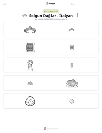 Solgun Dağlar - İtalyan yazdırılabilir çalışma sayfası önizlemesi