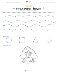 Solgun Dağlar - İtalyan yazdırılabilir çalışma sayfası önizlemesi