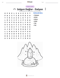 Solgun Dağlar - İtalyan yazdırılabilir çalışma sayfası önizlemesi
