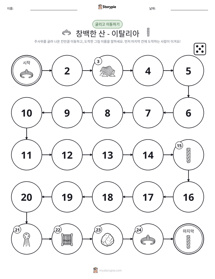 주사위 굴리고 이동하기 게임