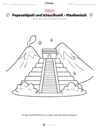 Popocatépetl und Iztaccíhuatl - Mexikanisch druckbare Arbeitsblatt Vorschau