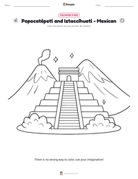 Popocatépetl and Iztaccíhuatl - Mexican printable worksheet preview