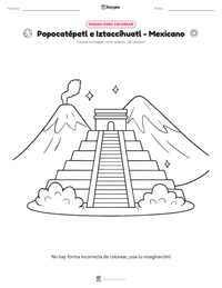 Vista previa de la hoja de trabajo imprimible de Popocatépetl e Iztaccíhuatl - Mexicano