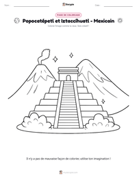 Aperçu de la feuille de travail imprimable Popocatépetl et Iztaccíhuatl - Mexicain