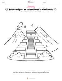 Popocatépetl en Iztaccíhuatl - Mexicaans afdrukbare werkblad voorbeeld