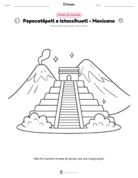 Prévia da folha de atividades imprimível Popocatépetl e Iztaccíhuatl - Mexicano
