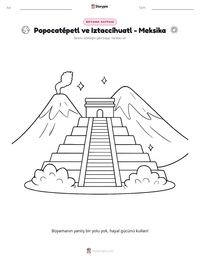 Popocatépetl ve Iztaccíhuatl - Meksika yazdırılabilir çalışma sayfası önizlemesi