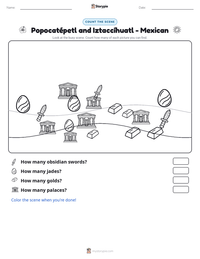 Popocatépetl and Iztaccíhuatl - Mexican printable worksheet preview