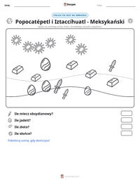Podgląd drukowalnego arkusza ćwiczeń Popocatépetl i Iztaccíhuatl - Meksykański