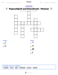 Popocatépetl and Iztaccíhuatl - Mexican printable worksheet preview