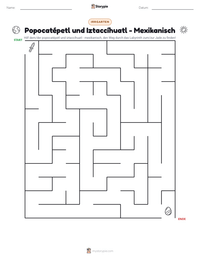 Popocatépetl und Iztaccíhuatl - Mexikanisch druckbare Arbeitsblatt Vorschau