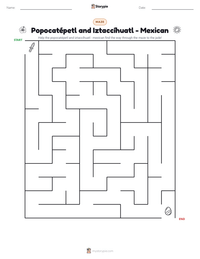Popocatépetl and Iztaccíhuatl - Mexican printable worksheet preview