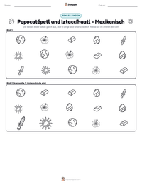 Popocatépetl und Iztaccíhuatl - Mexikanisch druckbare Arbeitsblatt Vorschau