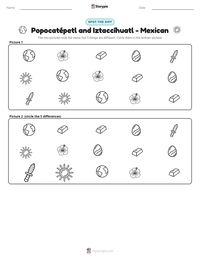 Popocatépetl and Iztaccíhuatl - Mexican printable worksheet preview