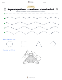 Popocatépetl und Iztaccíhuatl - Mexikanisch druckbare Arbeitsblatt Vorschau