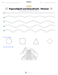 Popocatépetl and Iztaccíhuatl - Mexican printable worksheet preview