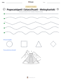 Podgląd drukowalnego arkusza ćwiczeń Popocatépetl i Iztaccíhuatl - Meksykański