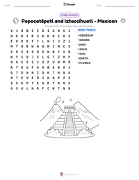 Popocatépetl and Iztaccíhuatl - Mexican printable worksheet preview