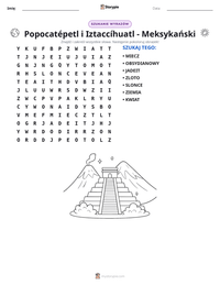 Podgląd drukowalnego arkusza ćwiczeń Popocatépetl i Iztaccíhuatl - Meksykański