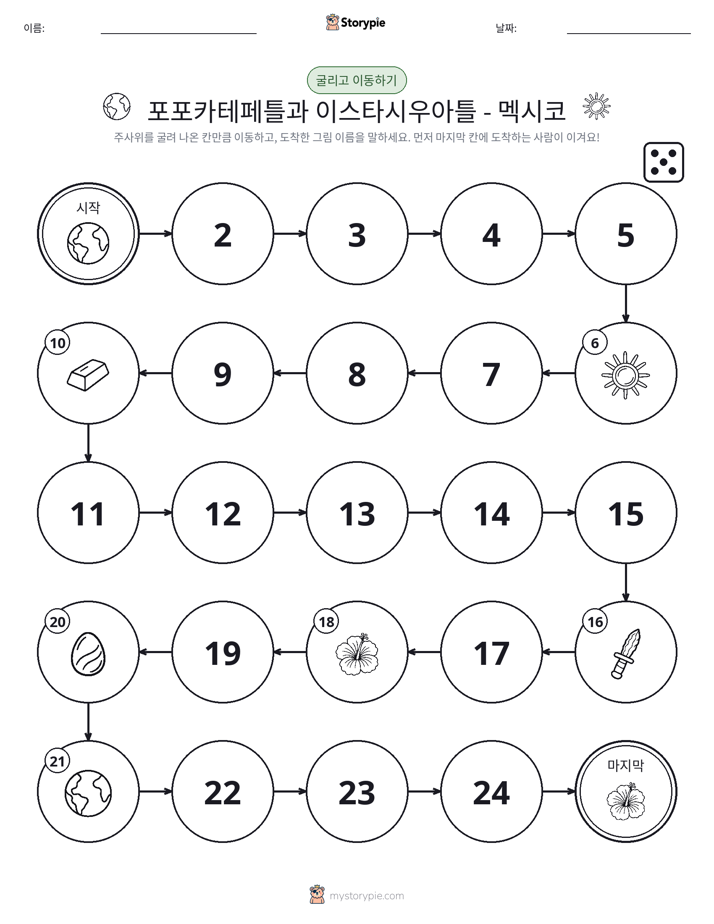 주사위 굴리고 이동하기 게임