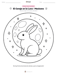 Vista previa de la hoja de trabajo imprimible de El Conejo en la Luna - Mexicano