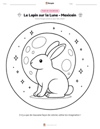 Aperçu de la feuille de travail imprimable Le Lapin sur la Lune - Mexicain