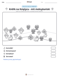 Podgląd drukowalnego arkusza ćwiczeń Królik na Księżycu - mit meksykański