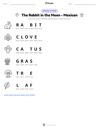 The Rabbit in the Moon - Mexican printable worksheet preview