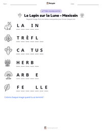 Aperçu de la feuille de travail imprimable Le Lapin sur la Lune - Mexicain