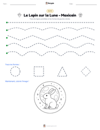 Aperçu de la feuille de travail imprimable Le Lapin sur la Lune - Mexicain