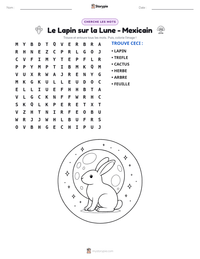 Aperçu de la feuille de travail imprimable Le Lapin sur la Lune - Mexicain