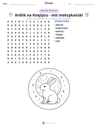 Podgląd drukowalnego arkusza ćwiczeń Królik na Księżycu - mit meksykański