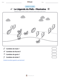 Aperçu de la feuille de travail imprimable La Légende du Maïs - Mexicaine