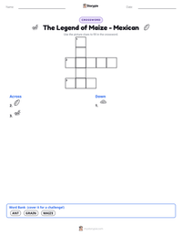 The Legend of Maize - Mexican printable worksheet preview