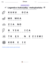 Podgląd drukowalnego arkusza ćwiczeń Legenda o kukurydzy - meksykańska